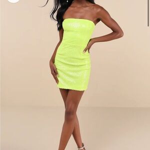 Vibrant Yellow Strapless Ruched Mini Dress